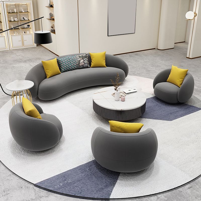 Scandinavian 24.8" H Solid Color Velvet Slope Arm Sofa For Living Room