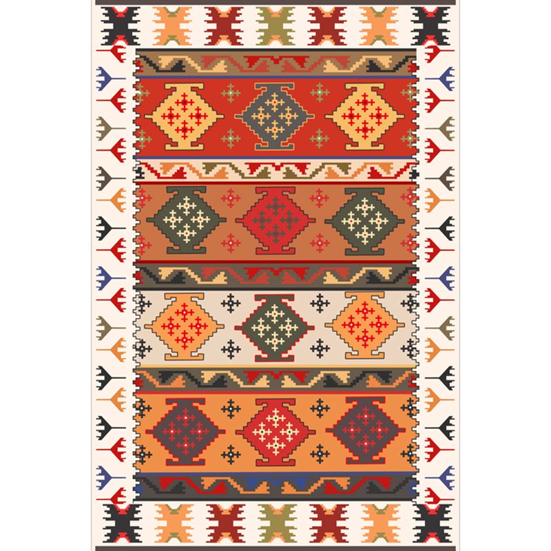 Festive Bohemian Style Rug Multi-Color Rhombus Print Rug Non-Slip Pet Friendly Washable Carpet for Family Room