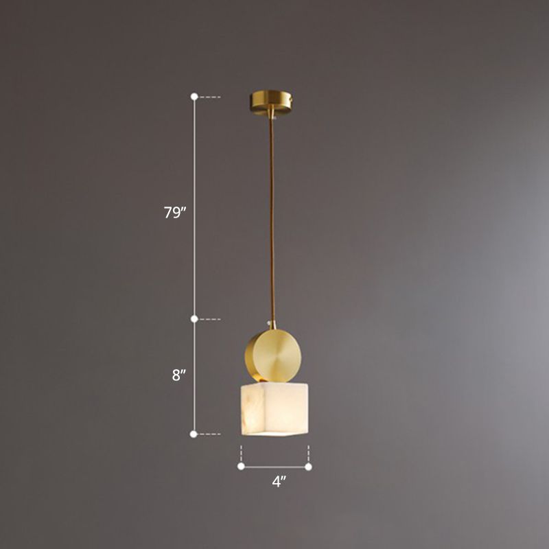 Marmorblock Hanging Anhänger minimalistische 1-leichte Gold Deckenhängung Lampe für Schlafzimmer