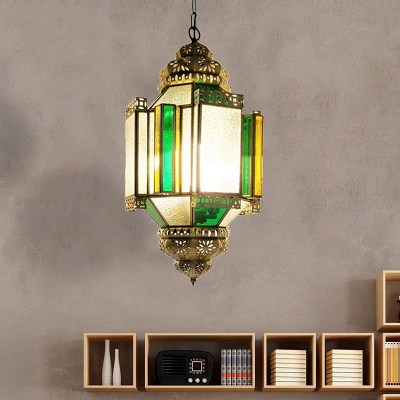 Lampadino a 3 luci in ottone lampadario arabico glassati in vetro a sospensione Light per portico