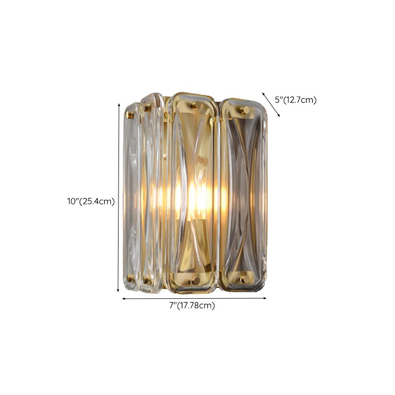 Modern Wall Sconce Metal Geometric Shape Wall Light with Glass Shade for Bedroom