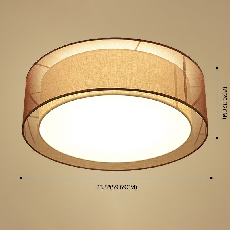 Lámpara de techo de montaje empotrado con sombra de café, dormitorio tradicional de tela cerca de la lámpara de techo