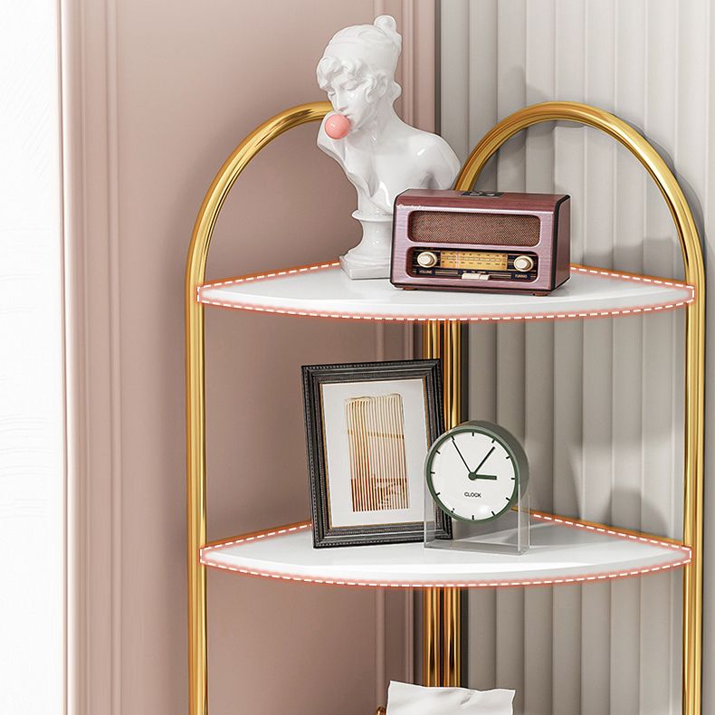 Scandinavian Open Corner Bookshelf with Iron Frame Manufactured Wood Bookcase