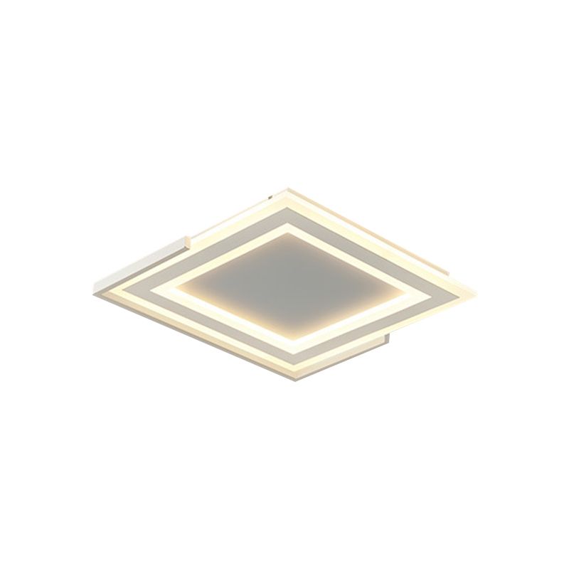 LED Bedroom Flush Light Fixture Contemporary Gold Ceiling Mounted Light with Square Acrylic Shade in White/Warm Light, 16"/20.5" W