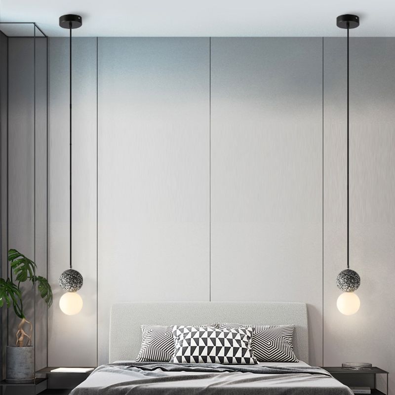 1-Light Spherical Hanging Pendant Modern Style Glass Hanging Lighting for Living Room