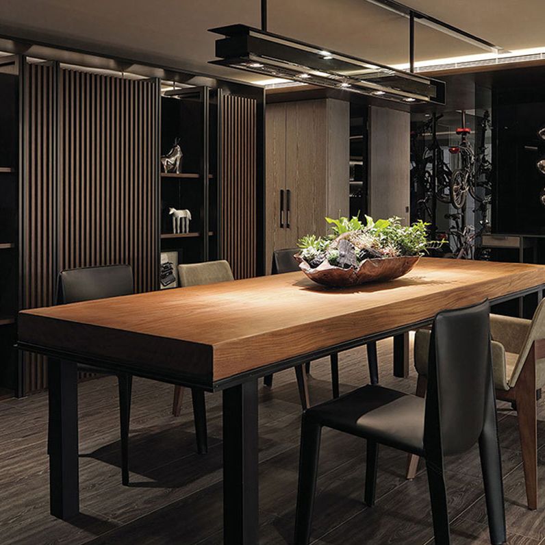 Solid Wood Dining Table Contemporary Rectangle Dining Table with 4 Legs