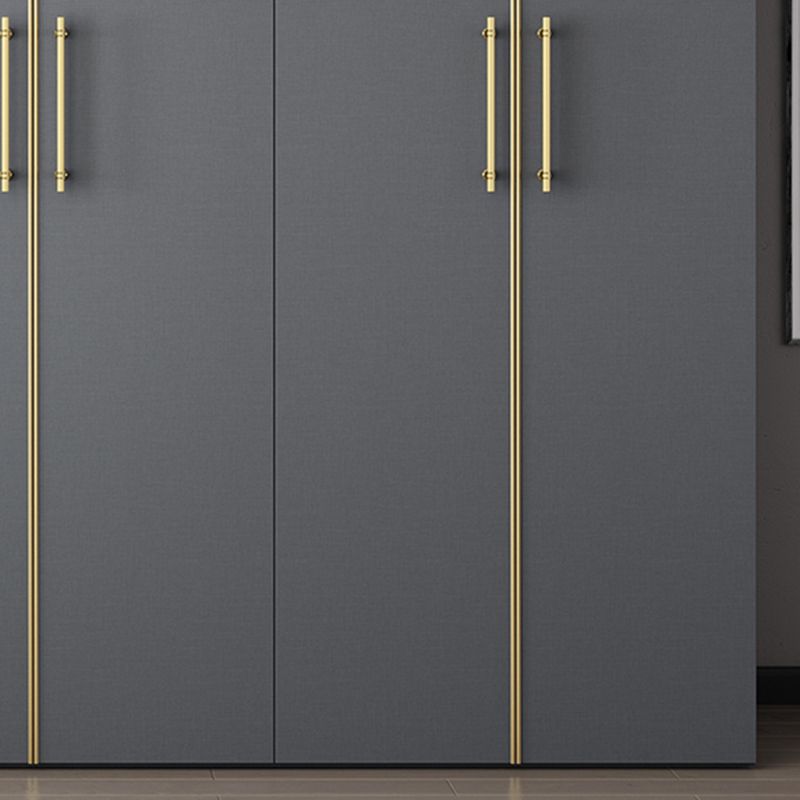 Modern Wardrobe Closet Grey Engineered Wood Wardrobe Cabinet