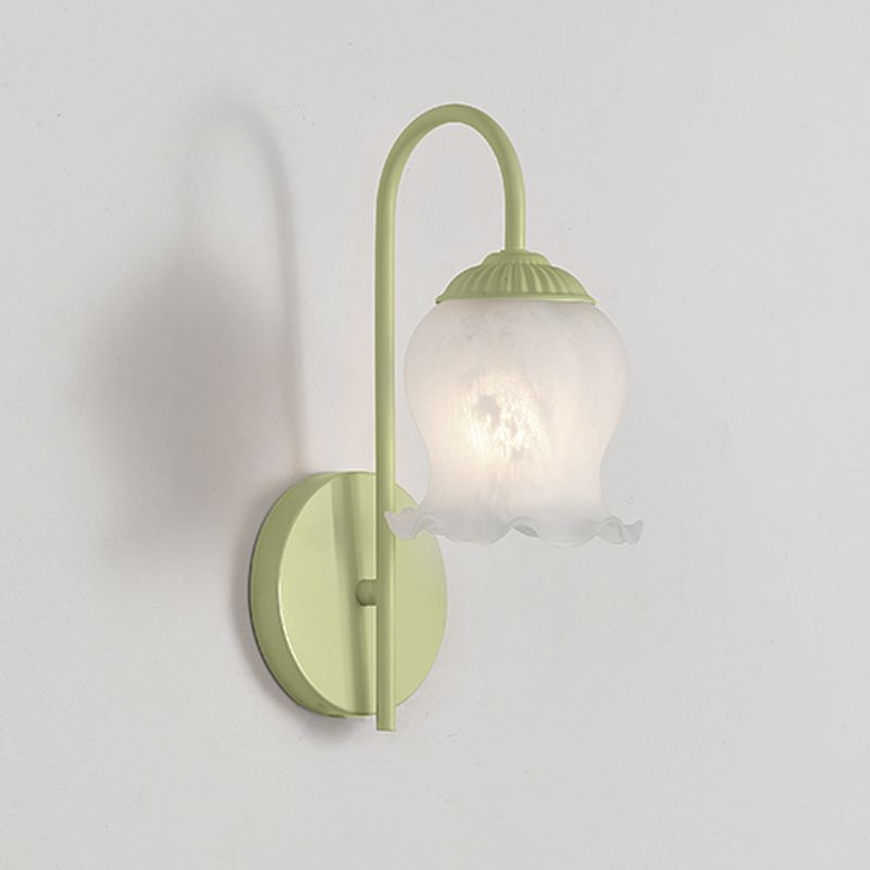 Modern Metal Wall Sconce Flower Shape Wall Light with Glass Shade for Living Room