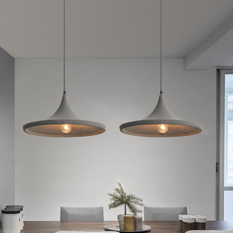 Cone Shade Pendant Lighting in Nordic Style Cement 1 Light Grey Hanging Ceiling Light