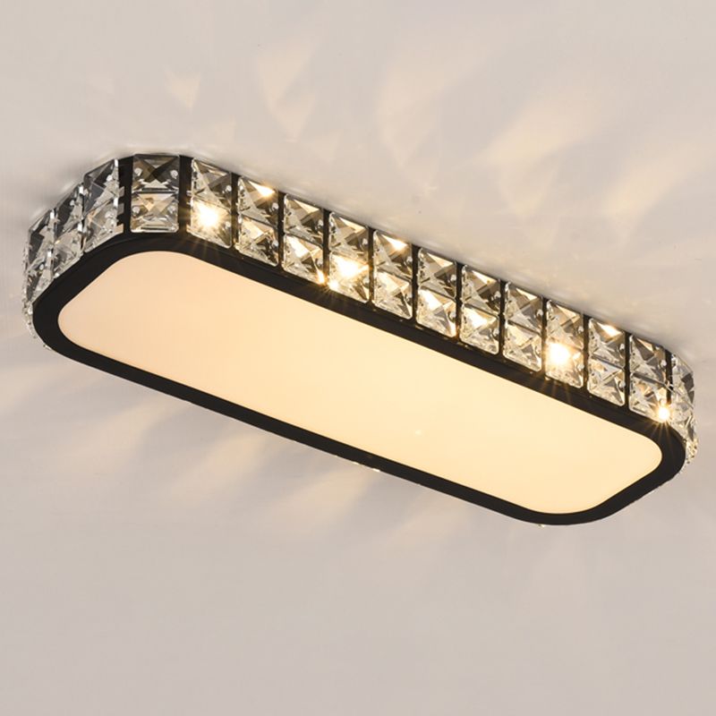 Rounded Rectangle Corridor Flush Light Crystal Artistic LED Flush Ceiling Light Fixture
