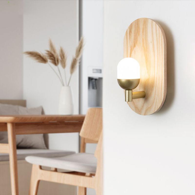 Modern Simple Wooden Wall Light Ellipse Shape Wall Lamp for Living Room