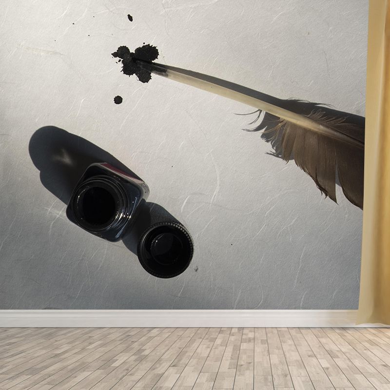 Bird Feather Wall Mural Wallpaper Mildew Resistant Wall Covering for Decoration