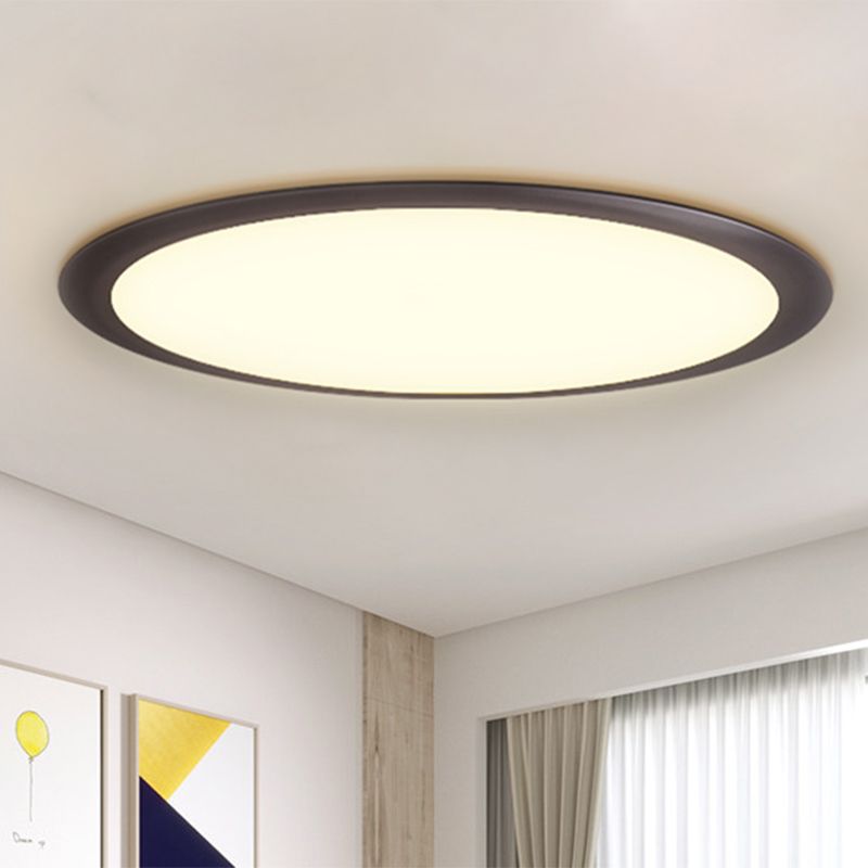 Apparecchio metallico rotondo montato a soffitto Illuminazione minimalista a LED nera a incasso in luce bianca/calda, diametro 16,5"/20,5"/24,5"