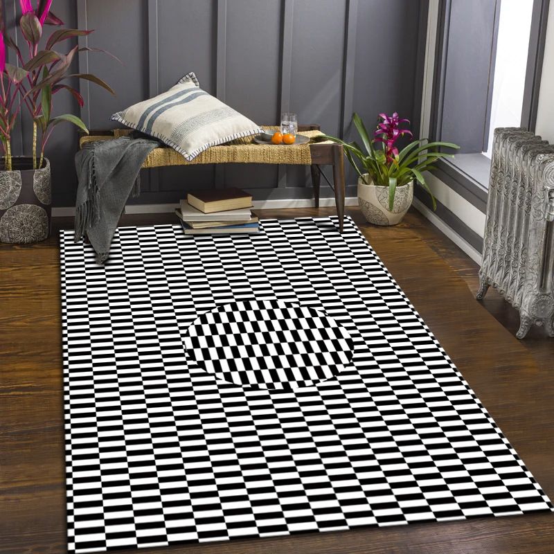 Brown Checkerboard Carpet Polyester Modern Carpet Non-Slip Backing Carpet for Drawing Room