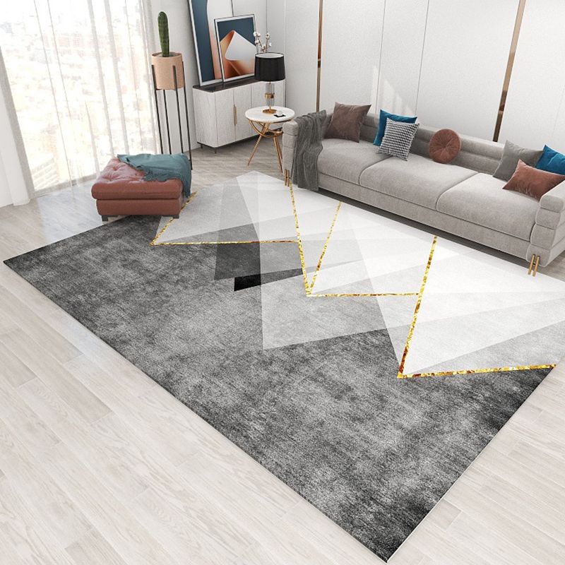 Modern Geometric Carpet Simplicity Washable Polyester Rug Stain Resistant Carpet for Home Decor