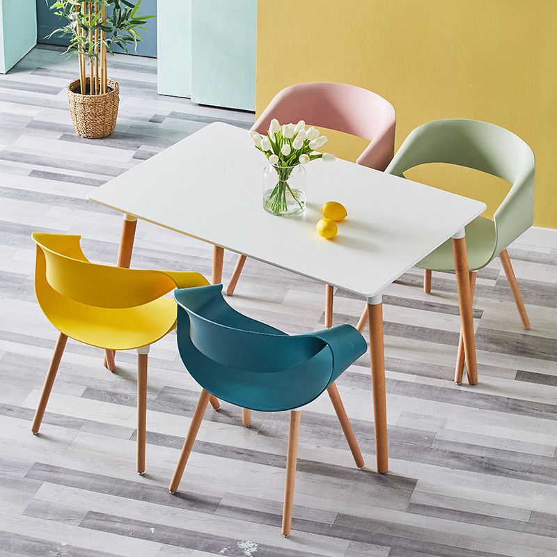 Scandinavian Armless Dining Chairs Eames Side Dining Chairs with Wood Legs