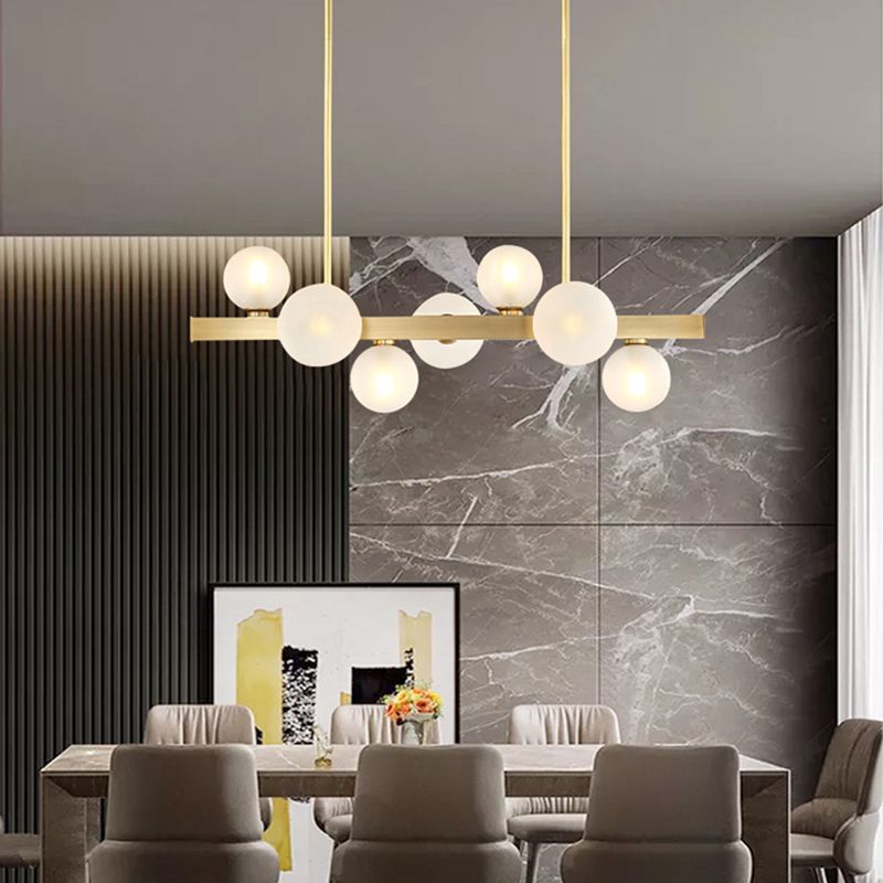 Luce sferica dell'illuminazione dell'isola di vetro in stile moderno ottone a led al soffitto