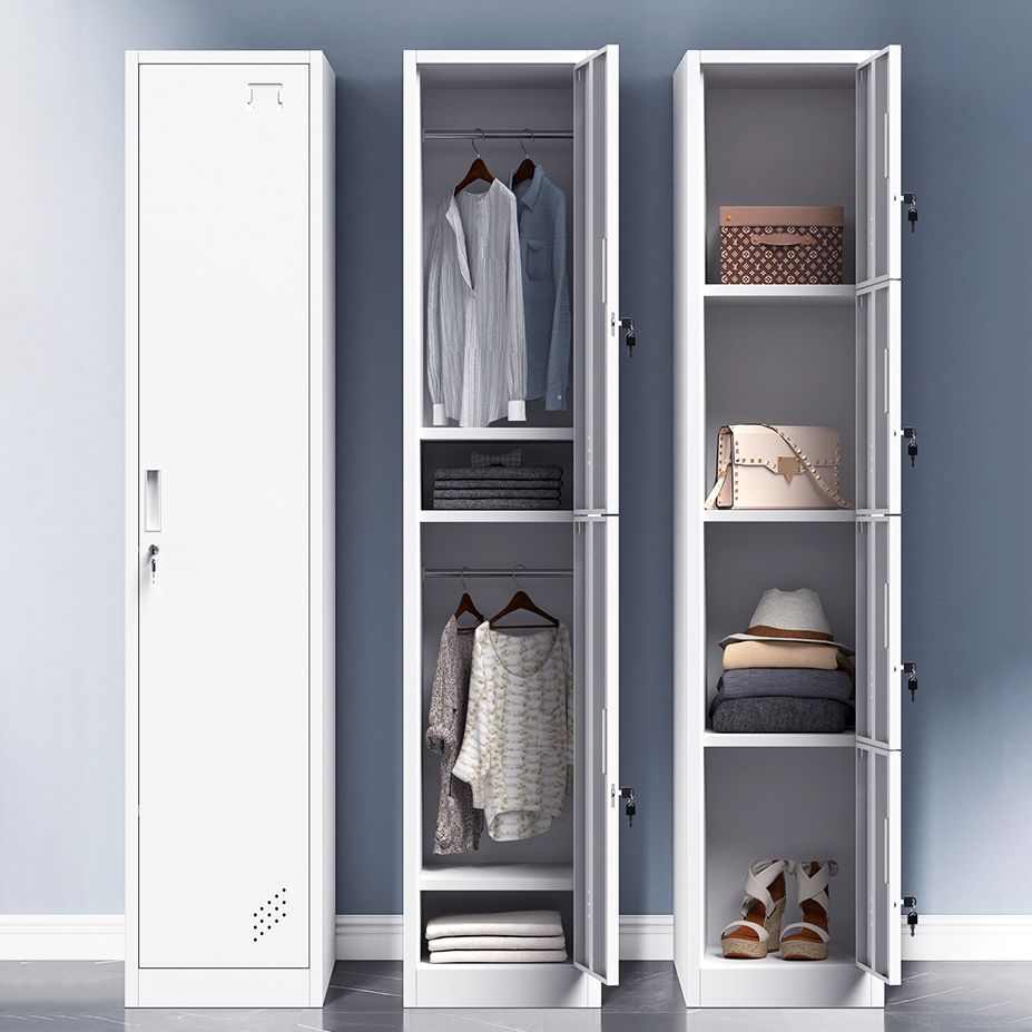 Grey and Black Non-Hanging Armoire Modern Metal Storage Cabinet with Doors