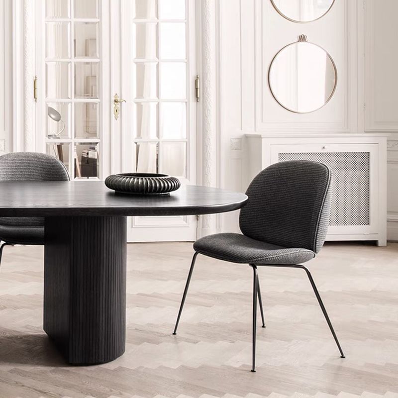 Oval Shape Simplicity Dining Table Fixed Table with Pinewood Solid Wood