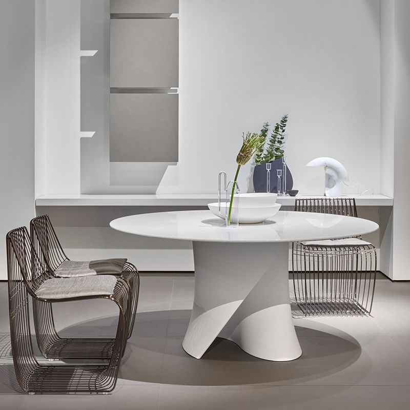 Modern Style Round Wood/Slate Table with Abstract Base Coffee Table