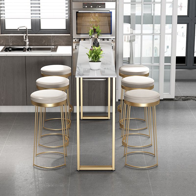 1/4/7 Pieces Glam Iron Bistro Set Rectangle Bar Table Set with White Faux Marble Top
