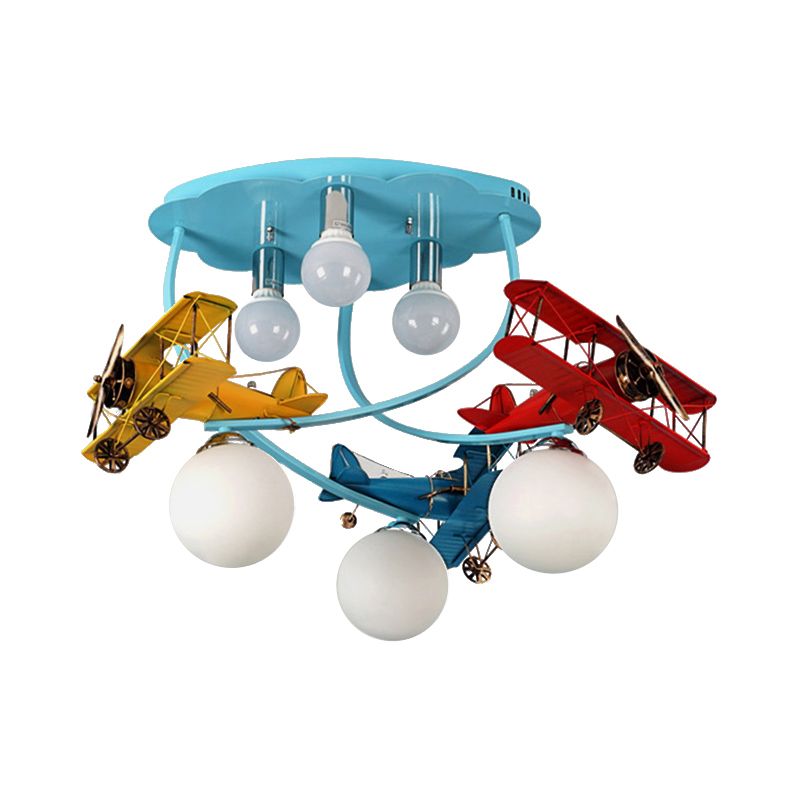 Jachtvliegtuig woonkamer spoeling montage plafond licht metalen cartoon plafond verlichtingsbeveiliging in blauw