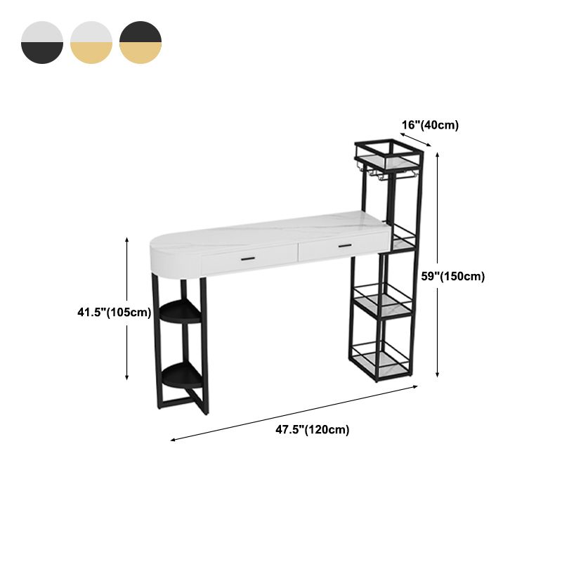 Marble Living Room Pub/Bar Table Double Pedestal Storage Bar/Dinette Table