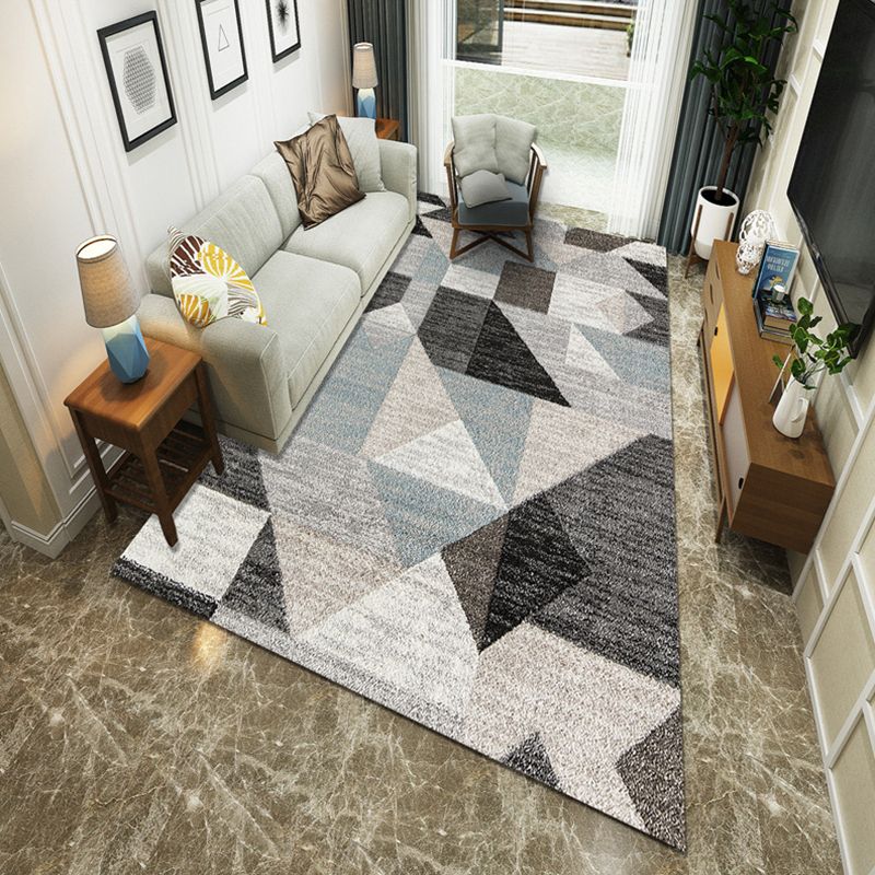 Modernist Geometric Block Rug Multicolor Synthetics Rug Stain Resistant Washable Non-Slip Rug for Family Room