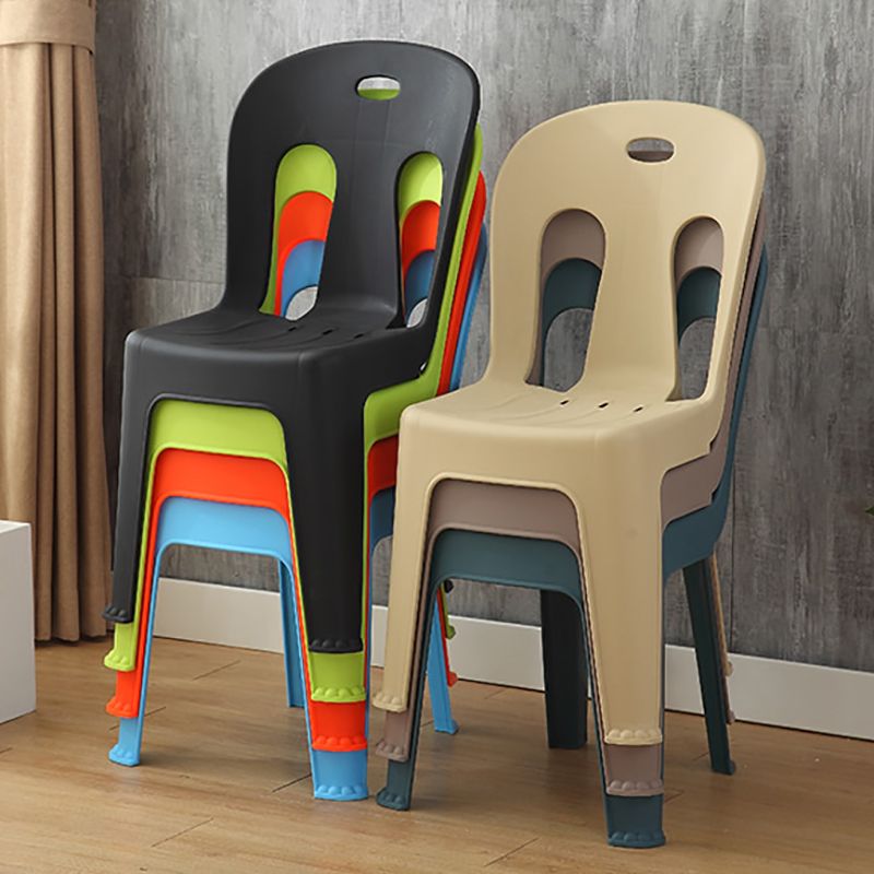 Modern design Plastic armloze eetstoelen stoelen Slat achter zijstoelen voor thuisgebruik