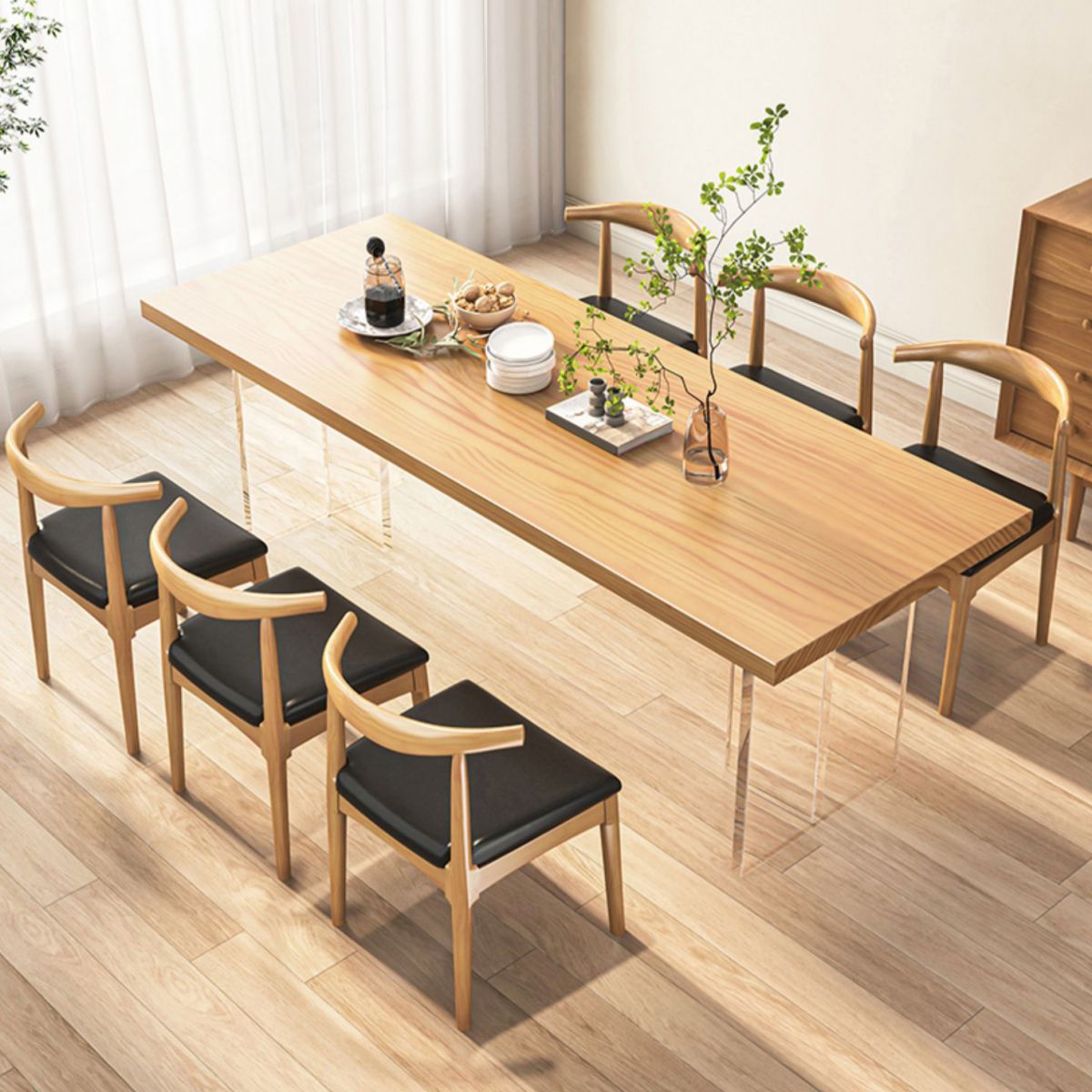 Industrial Double Pedestal Dining Table Pine Table for Dining Room Kitchen