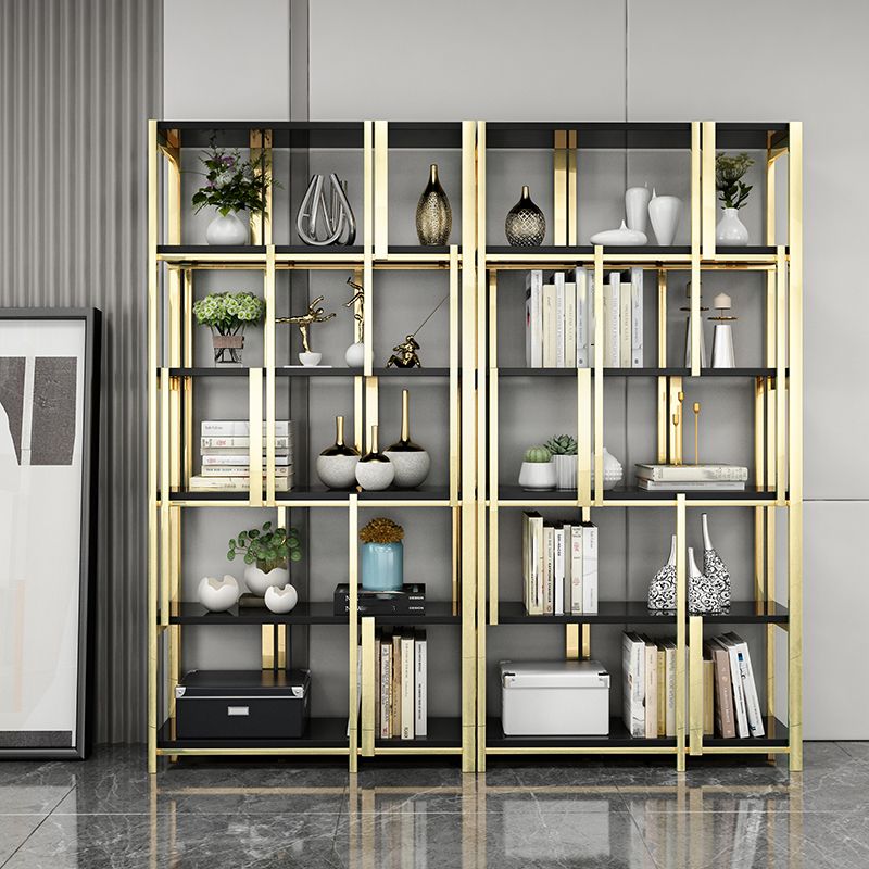 Contemporary Style Bookshelf Metal Open Back Bookcase for Home Office