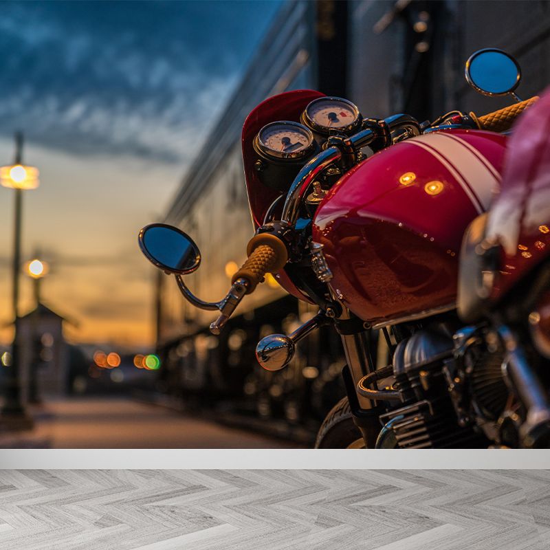 Motorcycle Mural Wallpaper Contemporary Wall Covering for Home Decoration