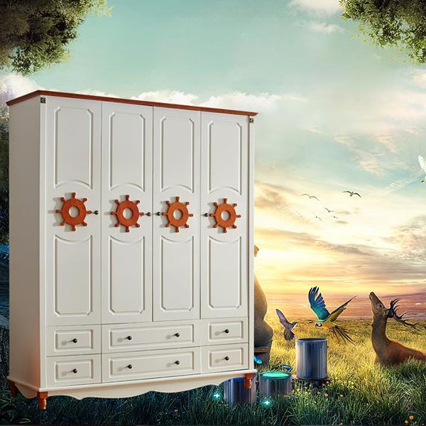 Coastal Engineered Wood Armoire for Bedroom Matte Finish Cabinet with Hinged Door