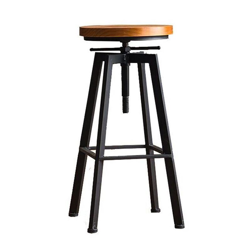 Modern Backless Barstool Wooden Counter Bar Stool with Metal Legs