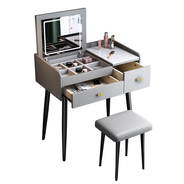 Contemporary Vanity Desk 2- Drawer Slate Top Table Makeup Vanity