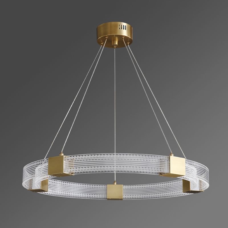 Simple Led Chandelier Light Fixtures Ring Shape Hanging Chandelier with Acrylic Shade
