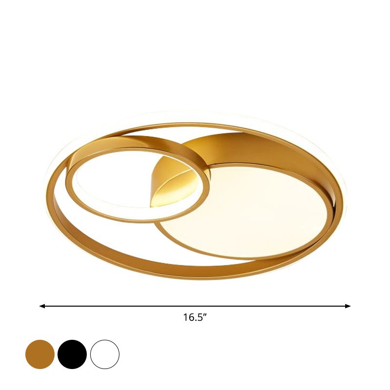 Lámpara circular empotrada, lámpara de techo LED acrílica Simple negra/blanca/dorada para dormitorio, luz blanca/de 3 colores