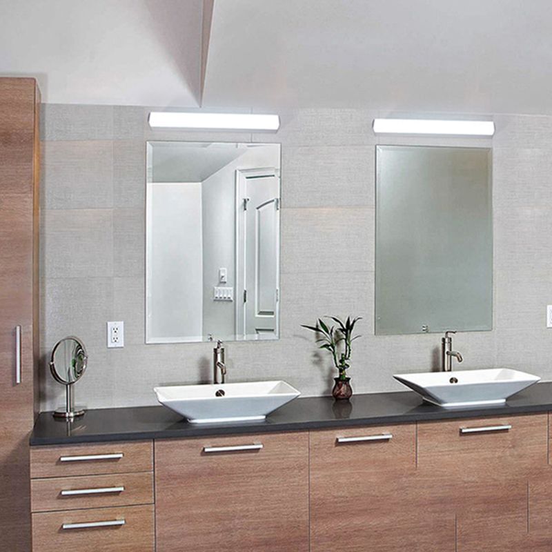 Modern Style Strip Wall Light 1 Light LED Mirror Light in Silver for Toilet