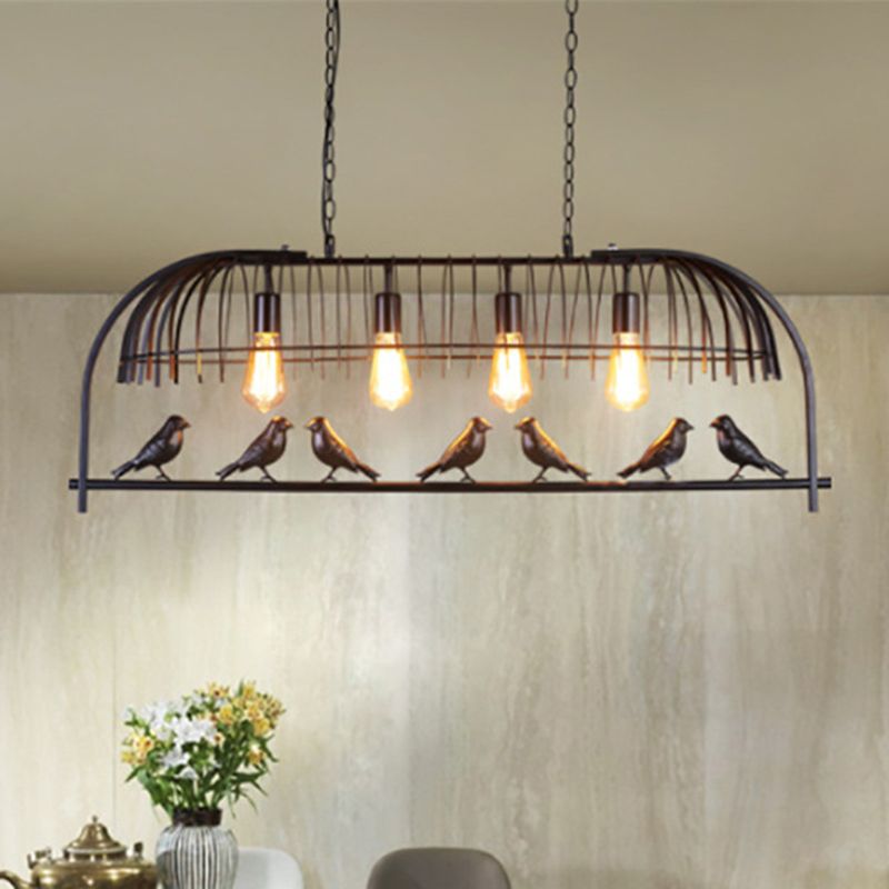 Bird Cage Dining Room Ceiling Suspension Light Farmhouse Metal Hanging Light over Island