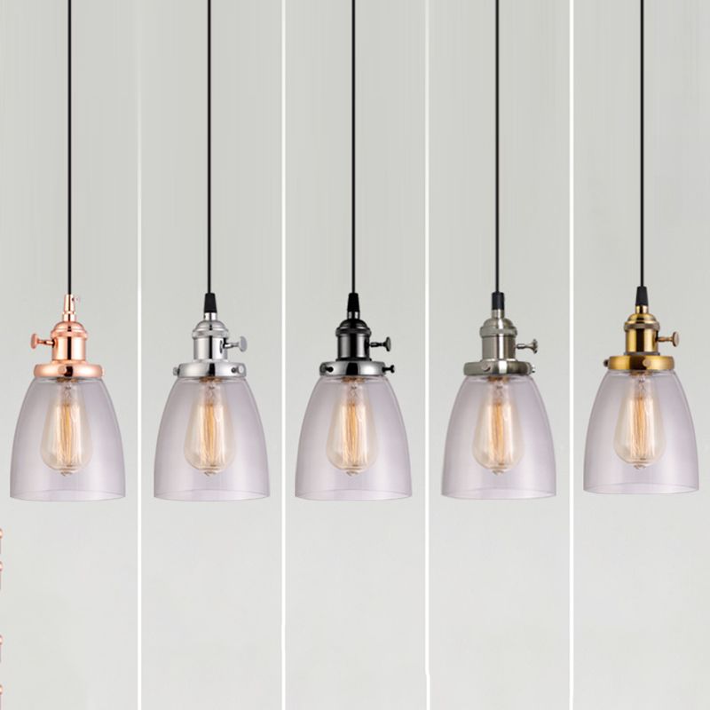 3 LIGHTS Transparent Glass Shade Island Lamp Retro Industrial Style suspendu suspendu pour salle à manger