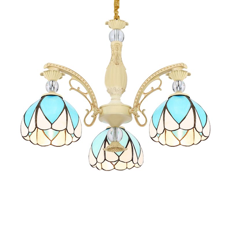 Dome Lampada lampada Tiffany Style 3/6/9 Luci Sky Blue Down Lighting Ciondolo per camera da letto