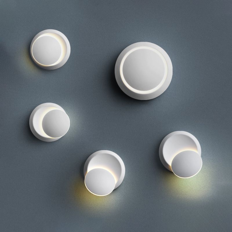 Black/White Finish Rounded Wall Lamp Simple Style LED Aluminum Sconce Lighting for Stairway