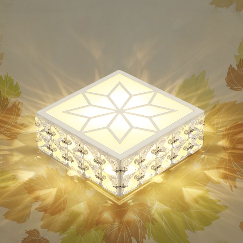 Plafonnier LED carré de style créatif et moderne, plafonnier en cristal avec trou de 2.5 à 3.5 pouces de diamètre