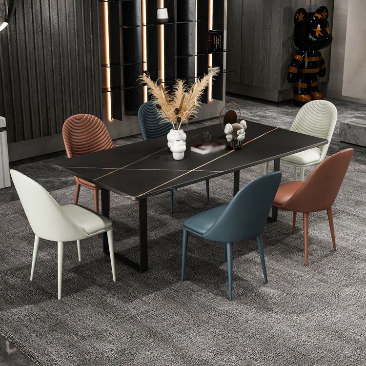 Sedia da pranzo in pelle parsons in stile designer parsons