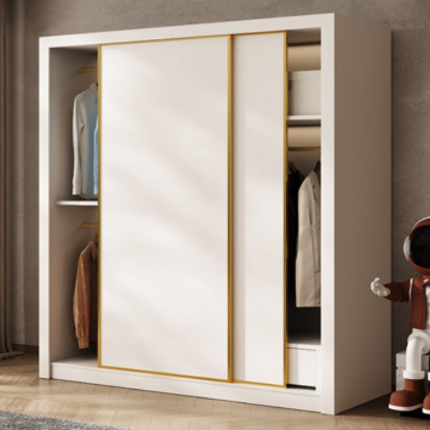Modern Wardrobe Armoire with Garment Rod Wood Wardrobe Cabinet