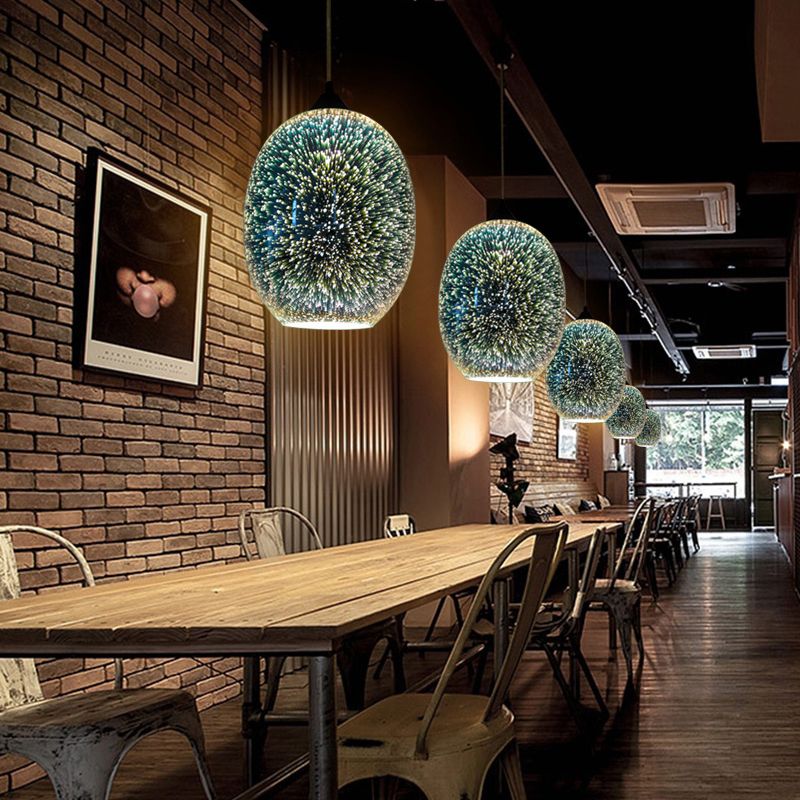 Chromé Géométrique Pendant Lightture Modern 1 Head 3D Glass Suspension Light for Dinner