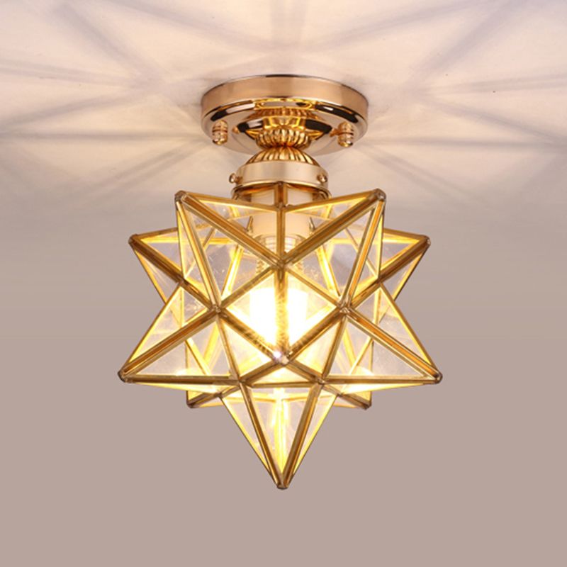 Glass Semi Flush Mount Lighting Vintage Style Shaded Aisle Semi Mount Lighting