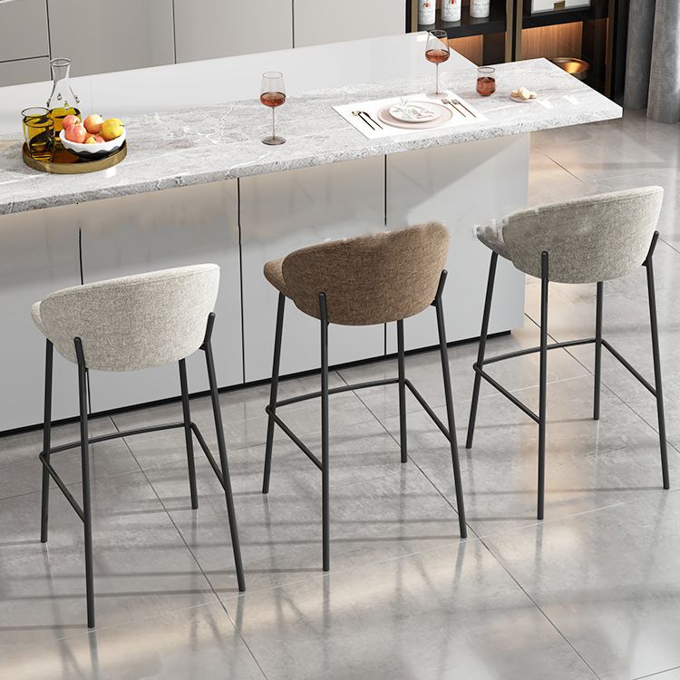 Contemporary Style Metal Armless Bar-stool Linen Counter Bar Stool for Kitchen