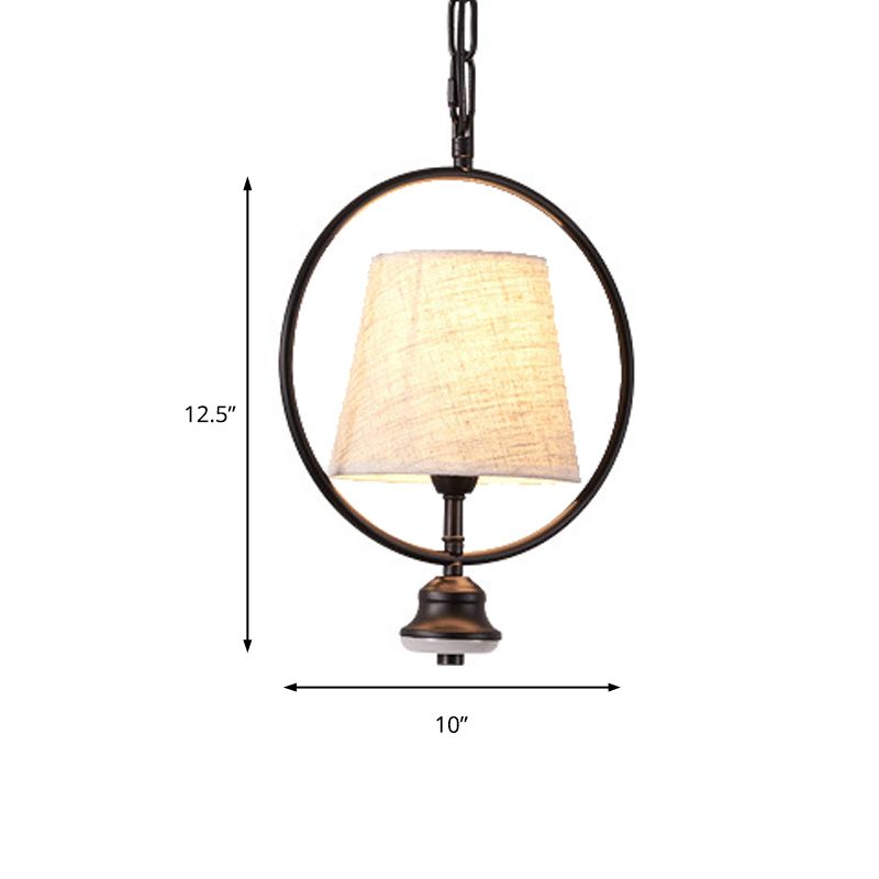 Black 1 Light Aiughting a sospensione Aibero tradizionale travello trapezoide Assorbimento del soffitto con anello di ferro