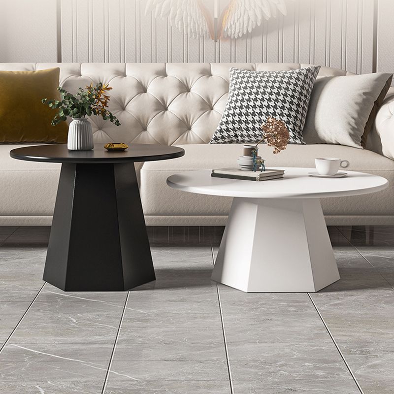 Pedestal 1/2 Black/White Coffee Table Metal Round Cocktail Table